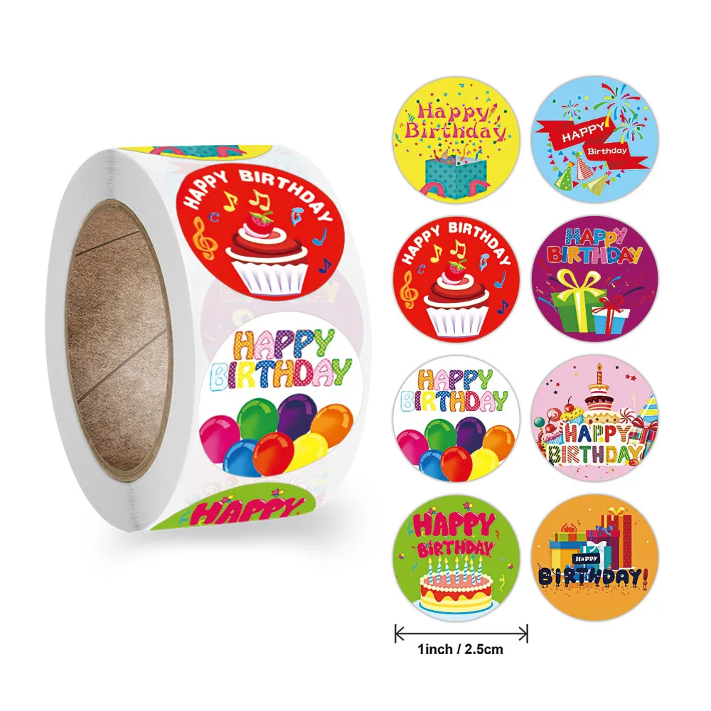 500 Stücke 1 zoll Alles Gute Zum Geburtstag Aufkleber Cartoon Tier Siegel Etikett Geschenkpapier Sammelalbum Party Geschenkpapier Siegel Aufkleber Bäckerei Aufkleber – Detail 8