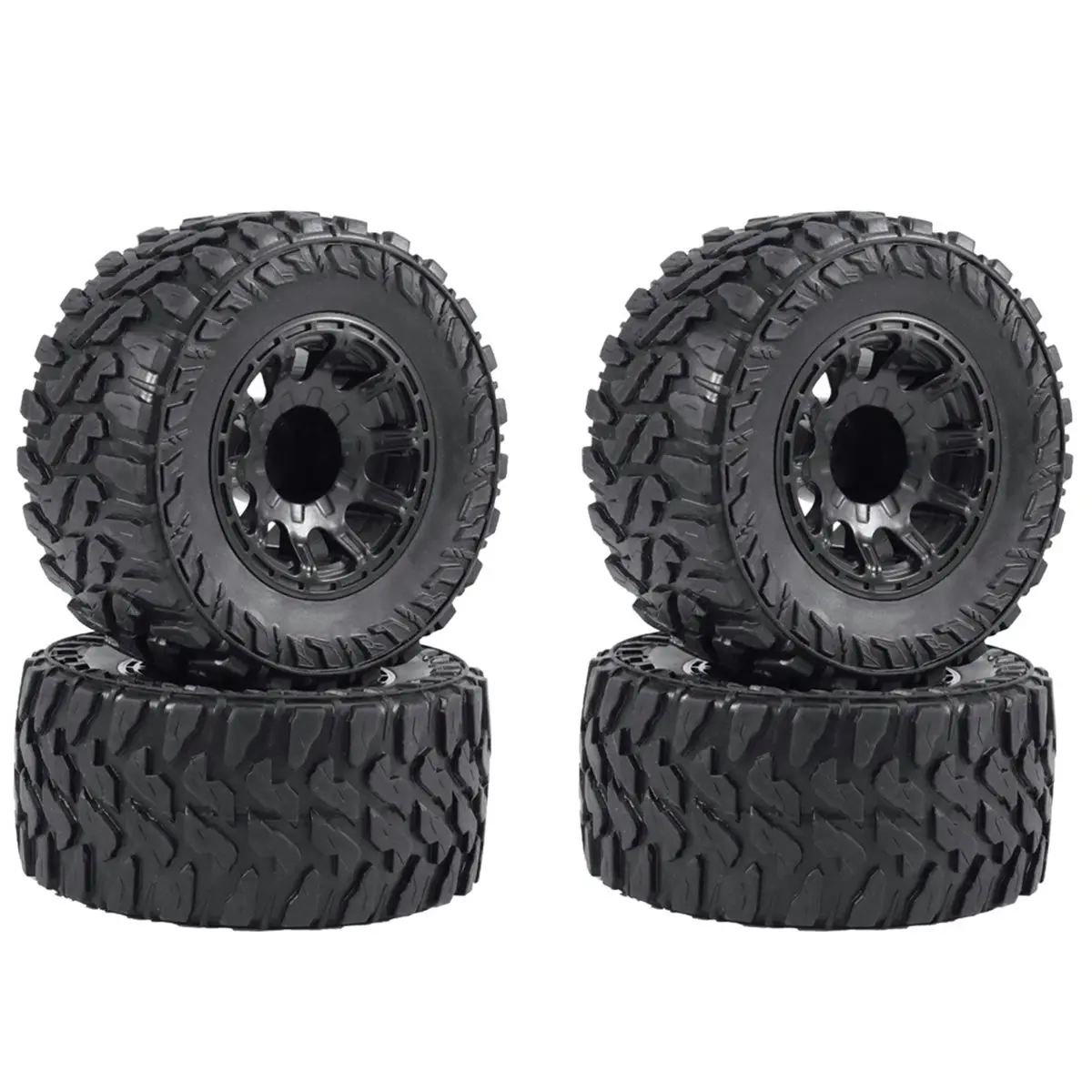 【TODAY-BUY】~@ RC Monster Truck Tires with Built-in Foam, Universal for Weili Meijiaxin JJRC Haiboxing 1/12 and 1/14 Models.