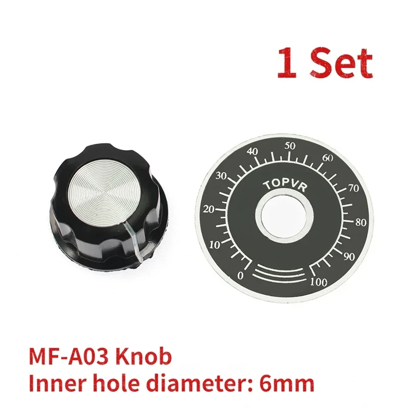 1 Set Potentiometer Knob Kit 6mm MF-A03 Dial Knob + Bakelite Knob with Scale Plate Sheet Scale Digital Electronica Componentes