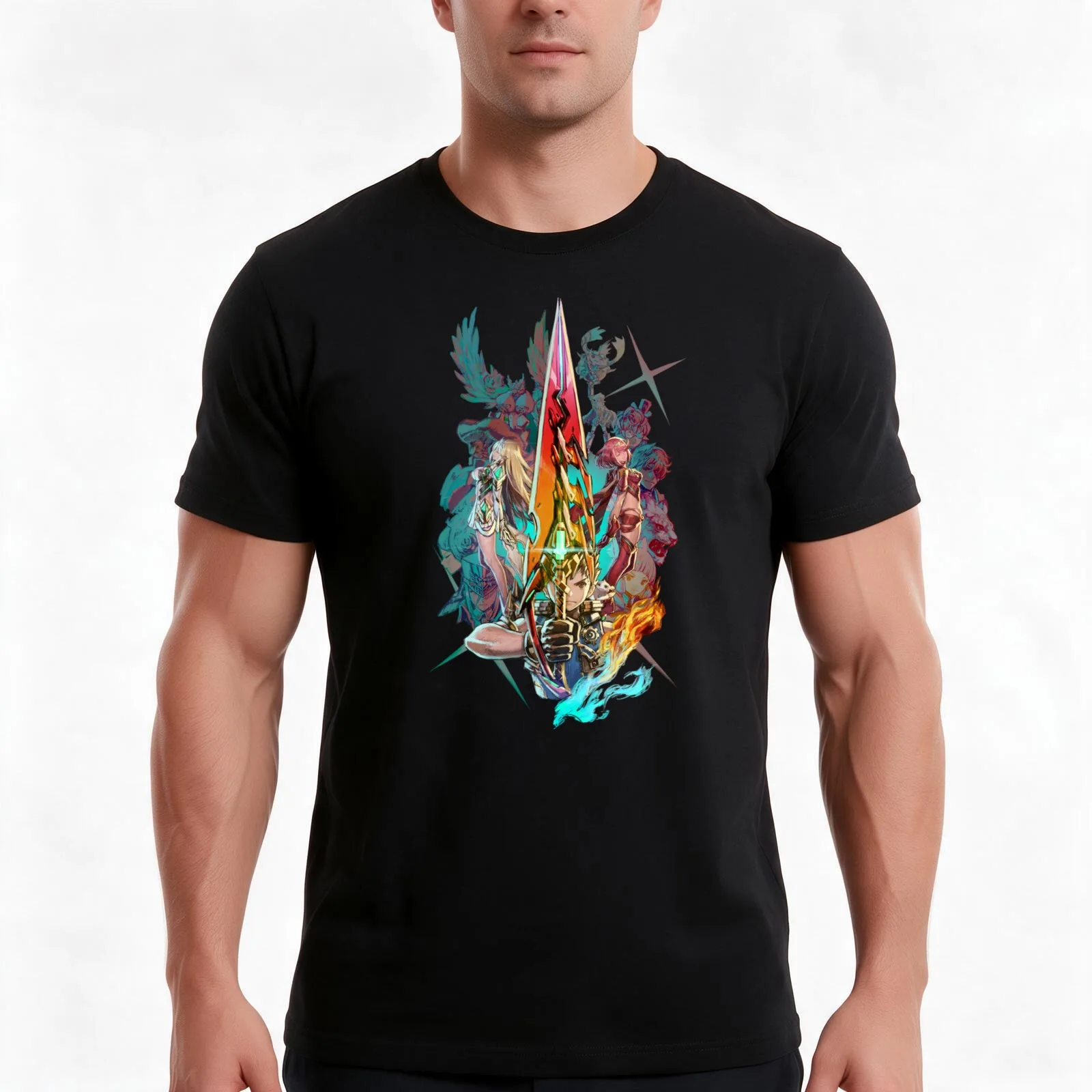 Xenoblade Chronicles? 2 - Team T-Shirt, Summer Casual Cotton Tee, Oversized Streetwear Tops, Vintage Graphic Print, 100% Cotton