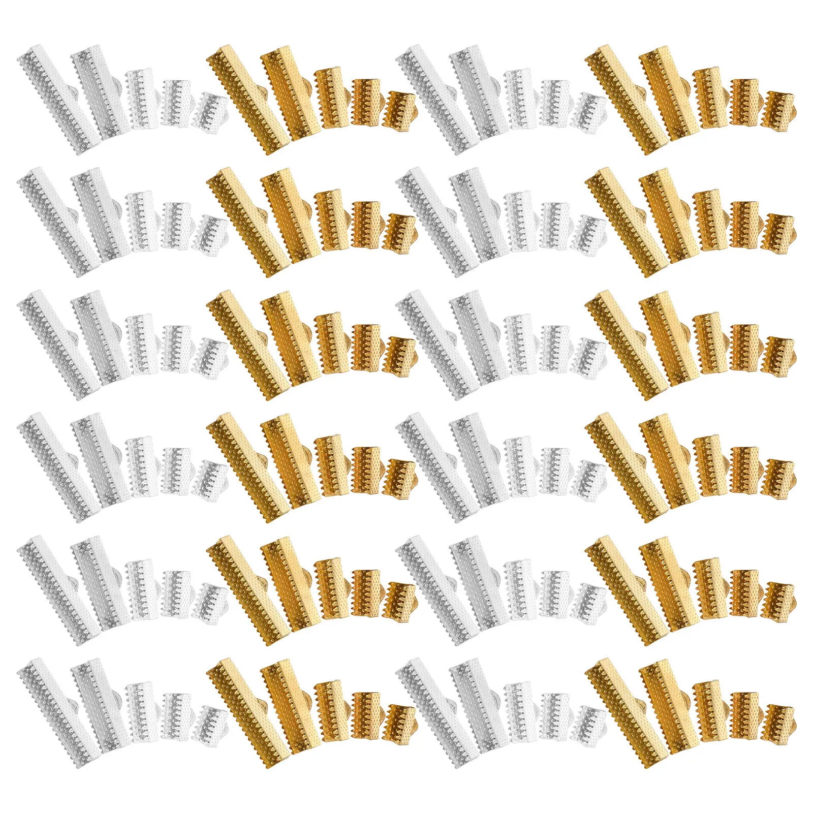 

250Pcs Cord End Clasps Pinch Crimp Ends Fold Over Crimp Cap Metal Clasp Closure for Jewelry Making Supplies Bracelet Necklace