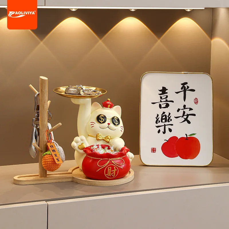 

Aoliviya New Lucky Cat Home Creative Hallway Home Key Storage Chinese Style New House Housewarming Decoration Small Ornaments