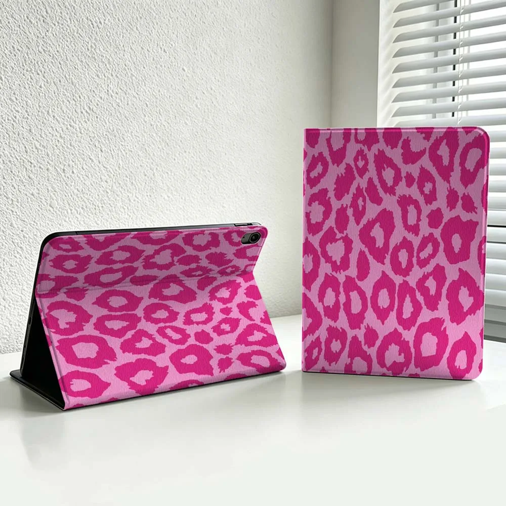 Cartoon Leopard Pink Pattern Cover For iPad Pro Air mini 7 6 5 4 3 2 1 9gen M5 M4 11th 10th A17 Pro A16 Soft Inch Tablet Case