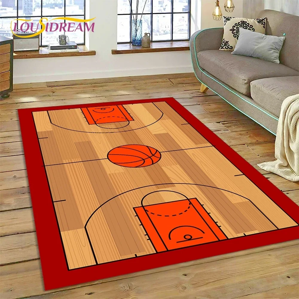 Lastest Basketball Court Frame Cartoon Rug Carpet for Living Room Bedroom Home Decor,Non-slip Decoration for Sofa Doormat Gifts