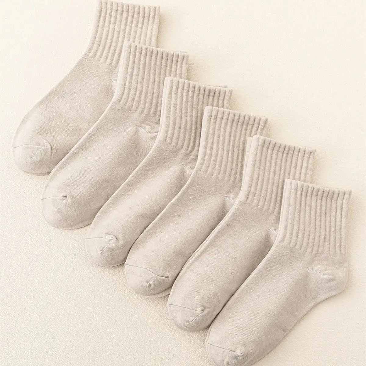 6pairs Unisex Casual Socks Solid Fashion Versatile Socks Breathable Comfy Crew Sock Casual Sports Socks For Men Women image 2