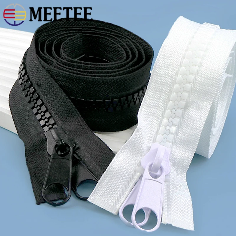 1-5M 10# Resin Zipper Double Sided Slider Open End Sewing Zippers Tent Coat Luggage Auto Lock Ziper Repair Kit DIY Accessories
