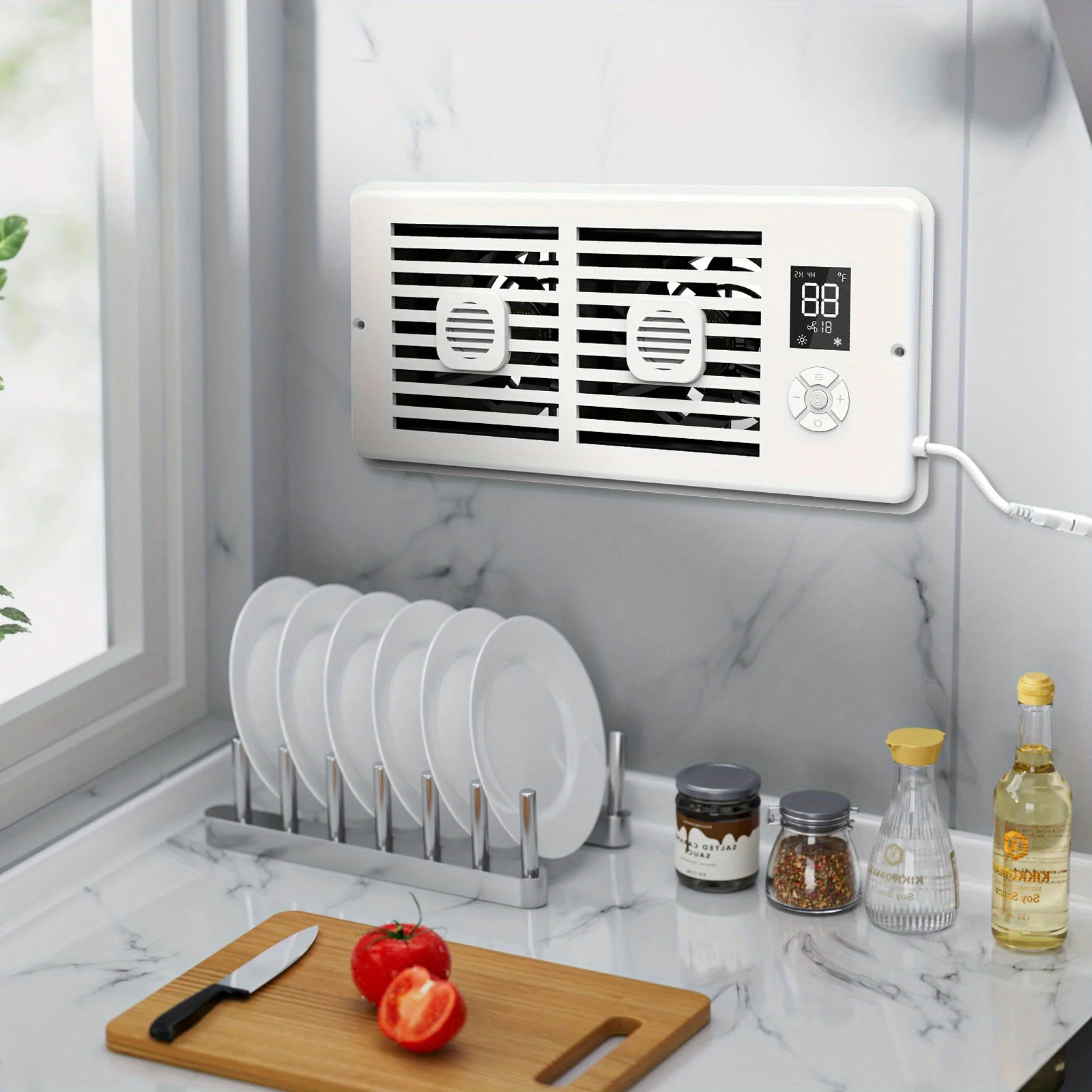 مروحة صامتة منزلية ذكية معززة لقناة الروائح، معزز مروحة تهوية ذكي للتحكم في درجة الحرارة الثابتة #3