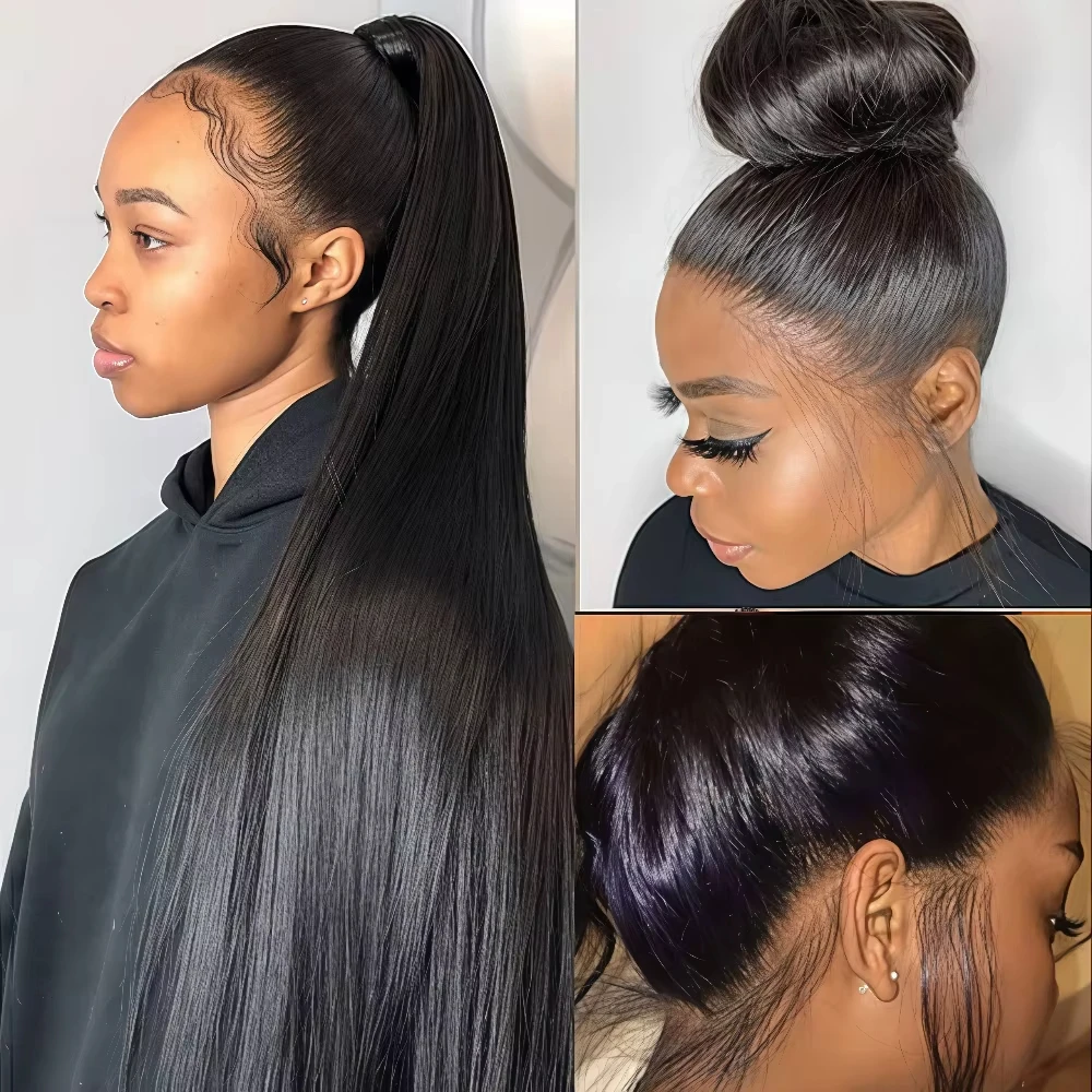 40 นิ้ว 360 ลูกไม้ตรงผมมนุษย์ Wigs 13x6 ความหนาแน่น 220 HD โปร่งใสลูกไม้ด้านหน้าวิกผมผมมนุษย์บราซิล Remy วิกผม