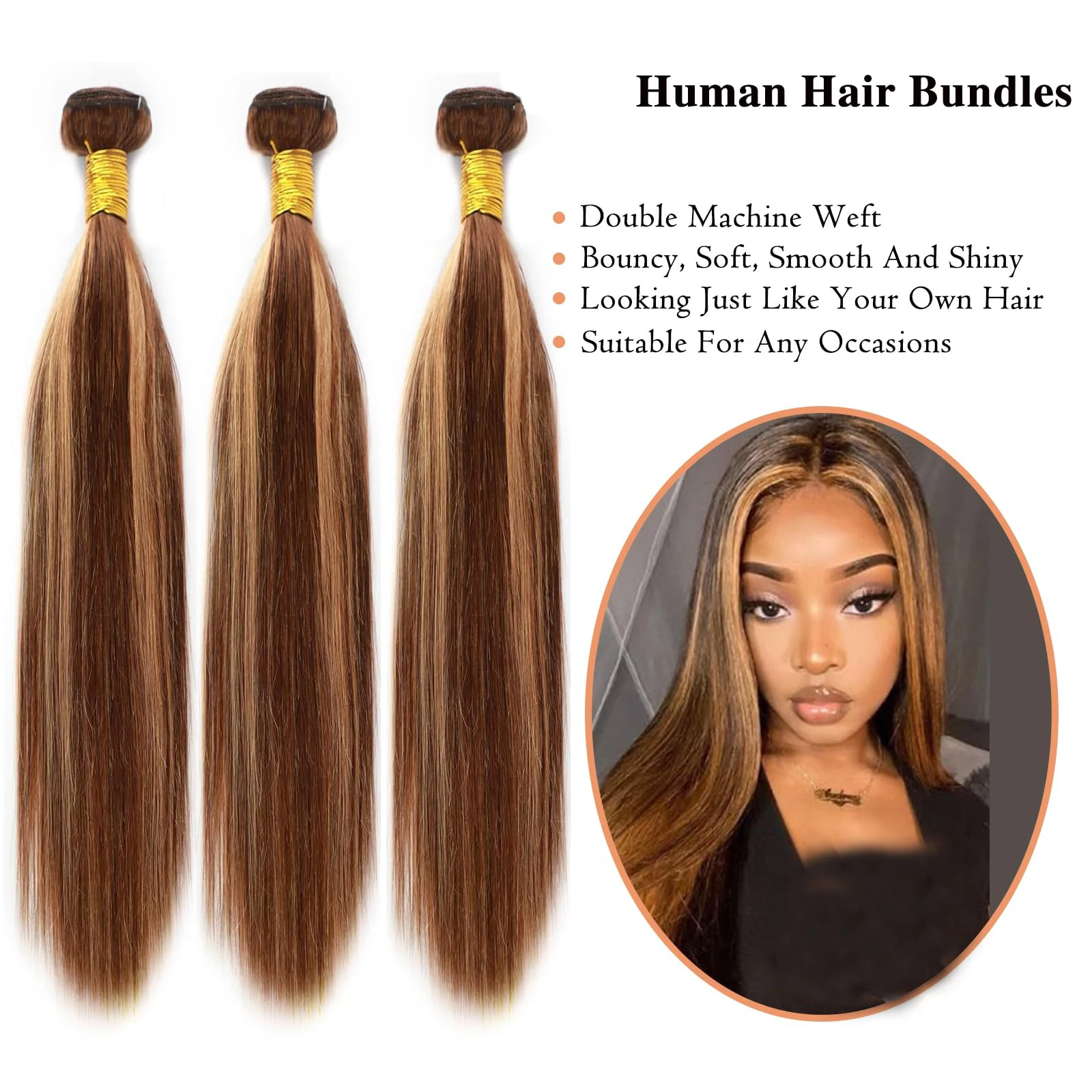 P4 27 Highlight Bundles With Frontal 13X4 p4/27 Straight Bundles With Frontal Free Part Brazilian Human Hair Bundle With Frontal