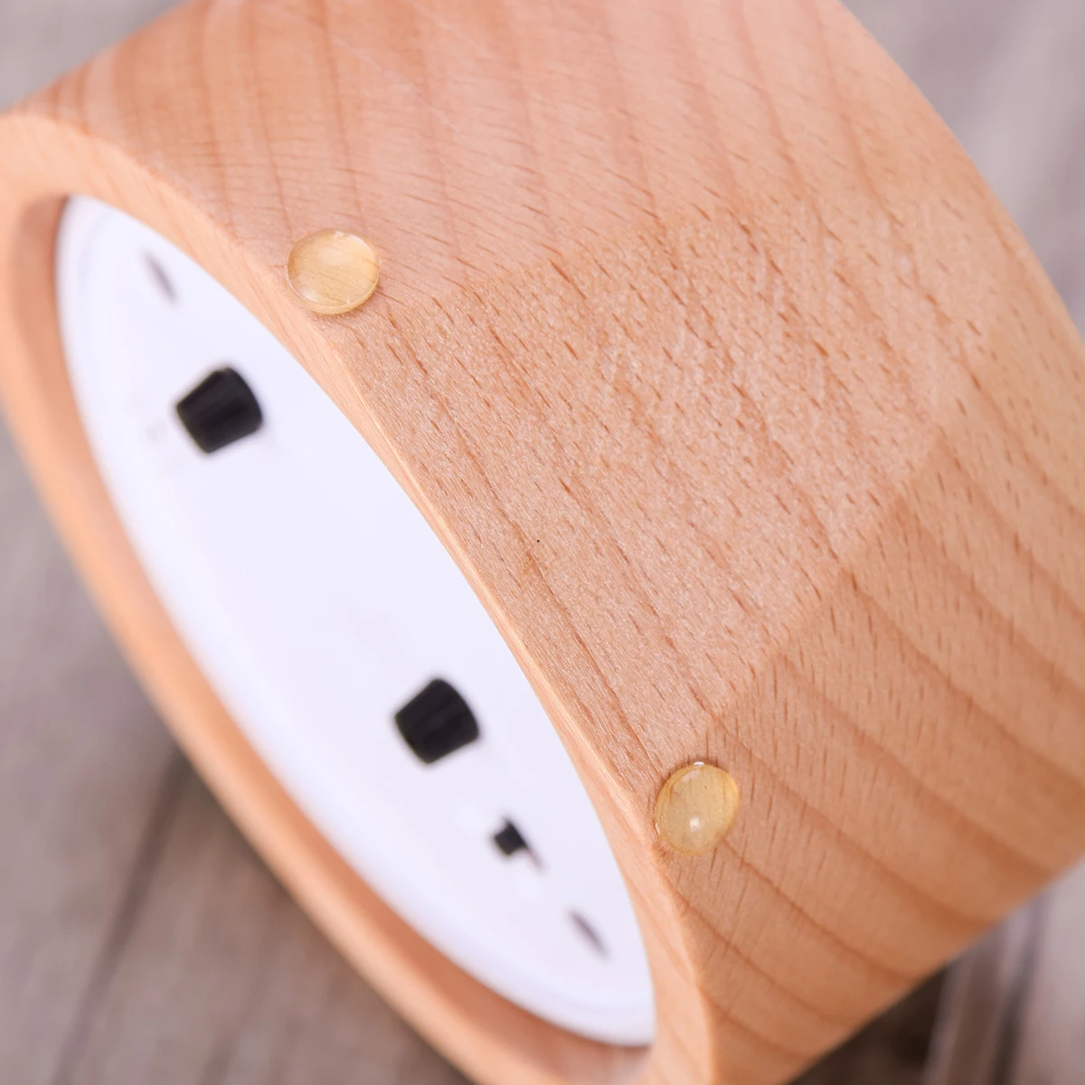 

Wooden 9.5x4.7cm Night Light Silent Alarm Clock Desk Clock Bamboo Style Low Bedroom Office Travel Gift