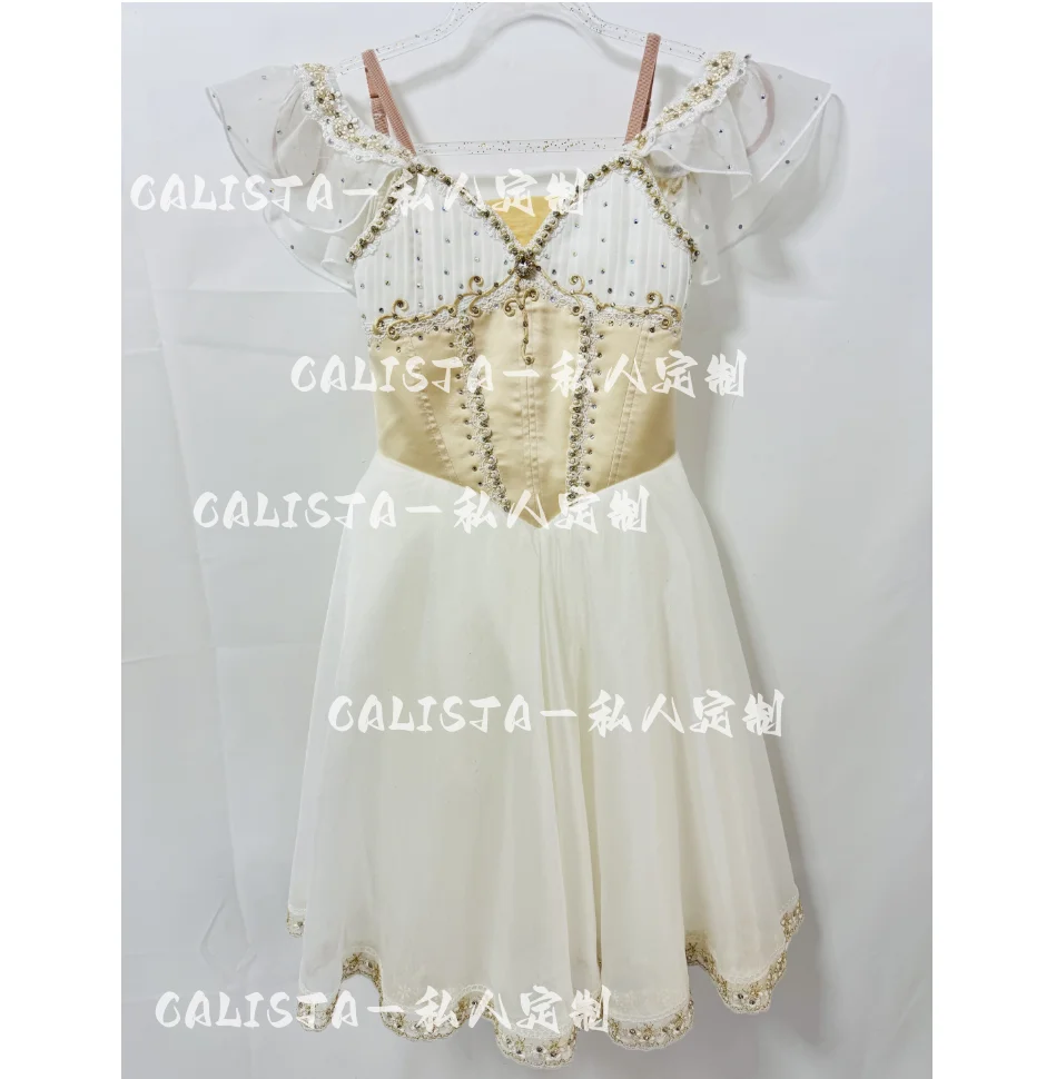 

New Swan Lake scene friend variation tutu private custom women's children beige long gauze dress competition dress