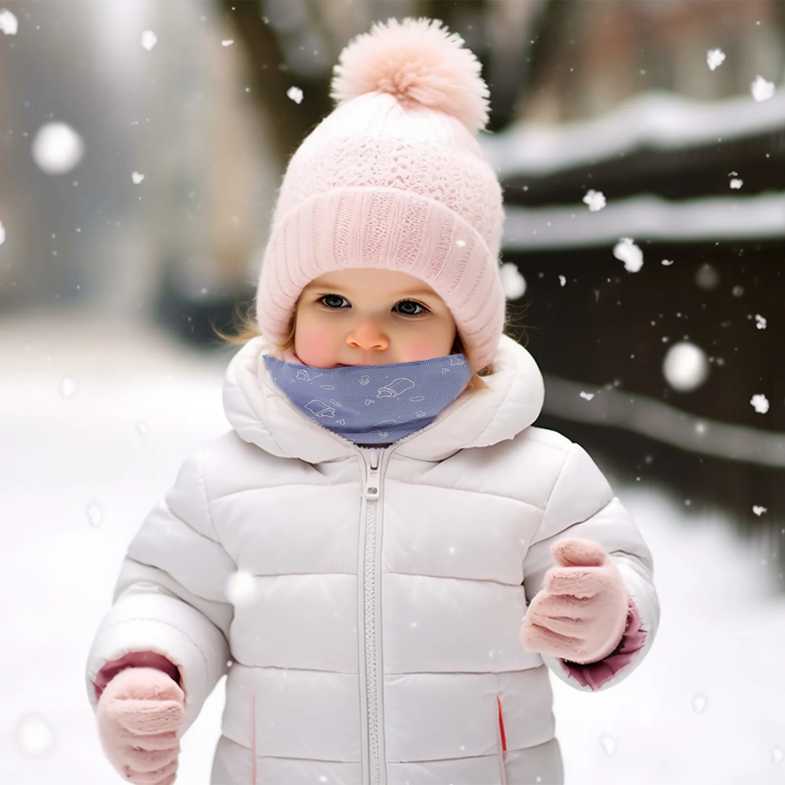 الأطفال الشتاء الدافئة منديل أرنب الكشمير السلس الملمس الاطفال وشاح الخريف الشتاء يندبروف الرقبة الجراب الحماية الباردة #5