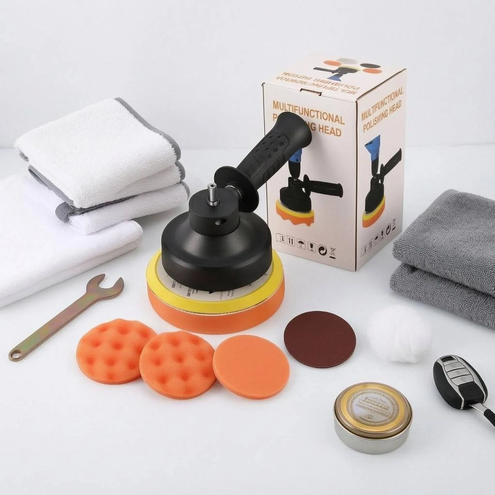 Drill Polishing Head Wrench Included Drill Polishing Pad Holder Hook and Loop Buffing Pad Quick Install Auto Accessory