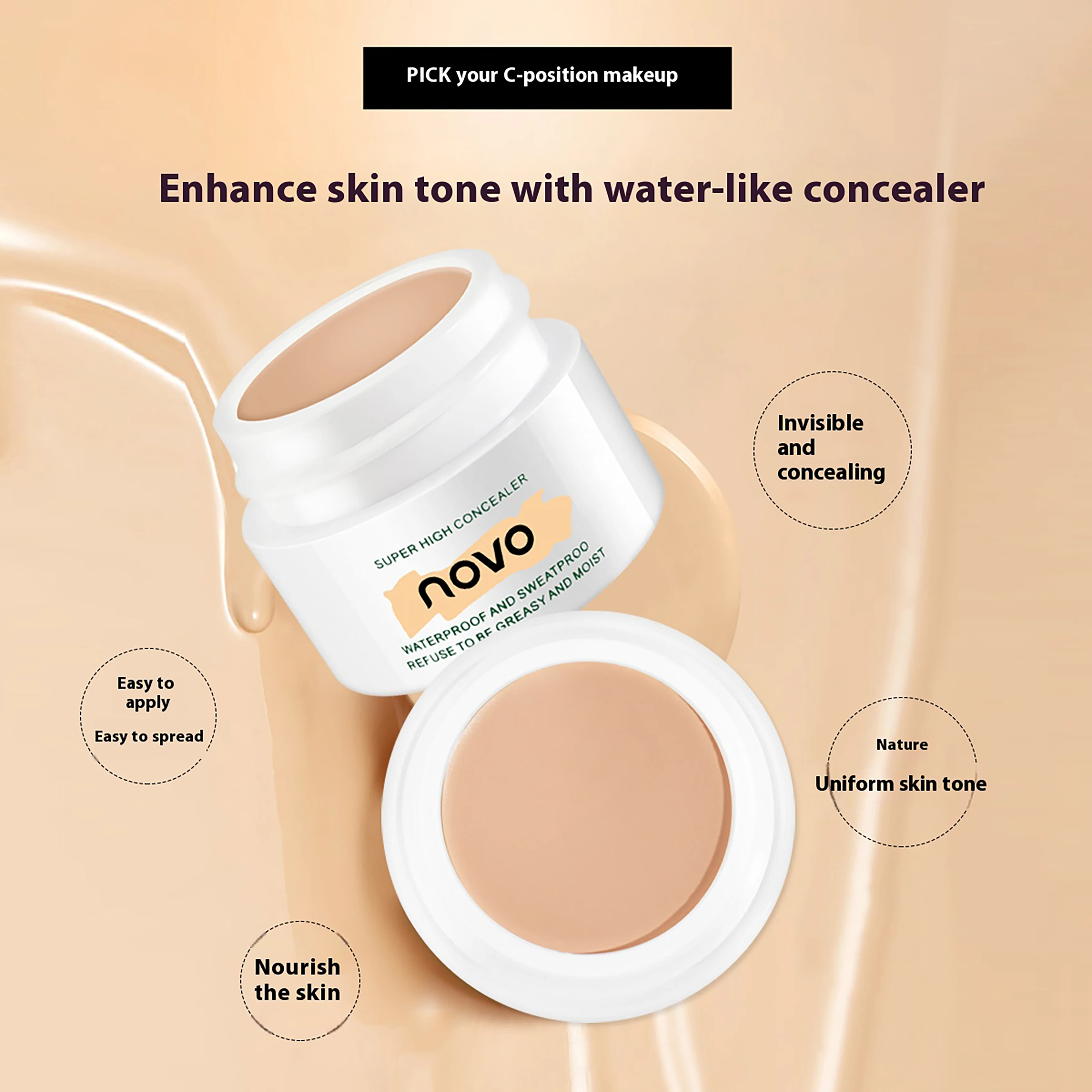 Corretivo impecável para hollows under-eye, olheiras, manchas faciais e marcas de acne. Adequado para uso diário e presente.