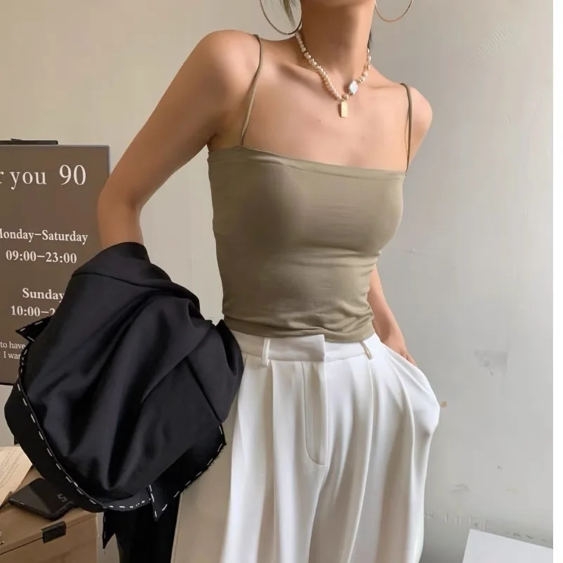 Canotta Sexy donna Crop Top nero donna 2022 Summer Camis Backless canotta Tube Top donna senza maniche gilet corto Y2k Top