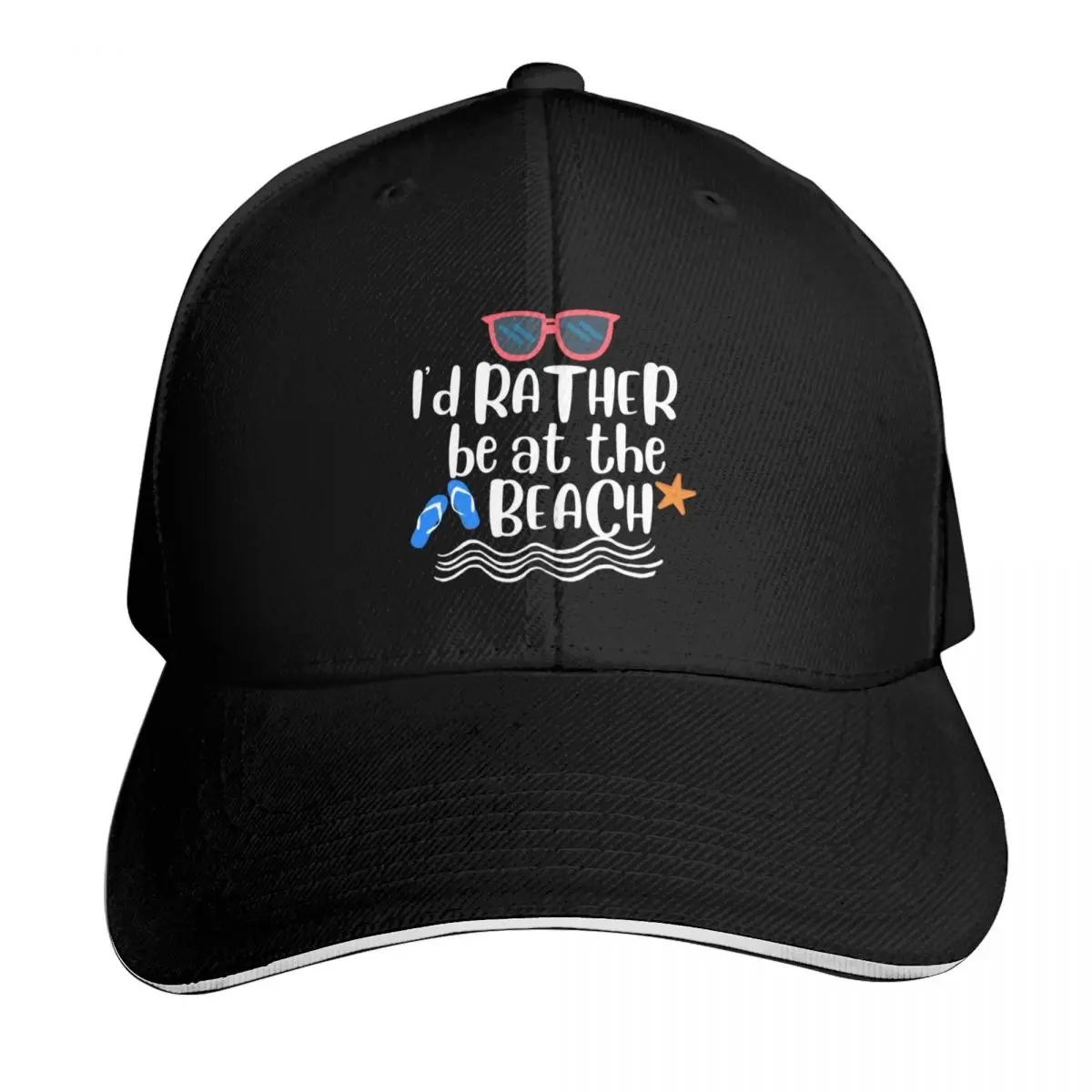 I'd Rather Be At The Beach Baseball Cap Lightweight Packable Gift for Him Her Casual Daily Wear