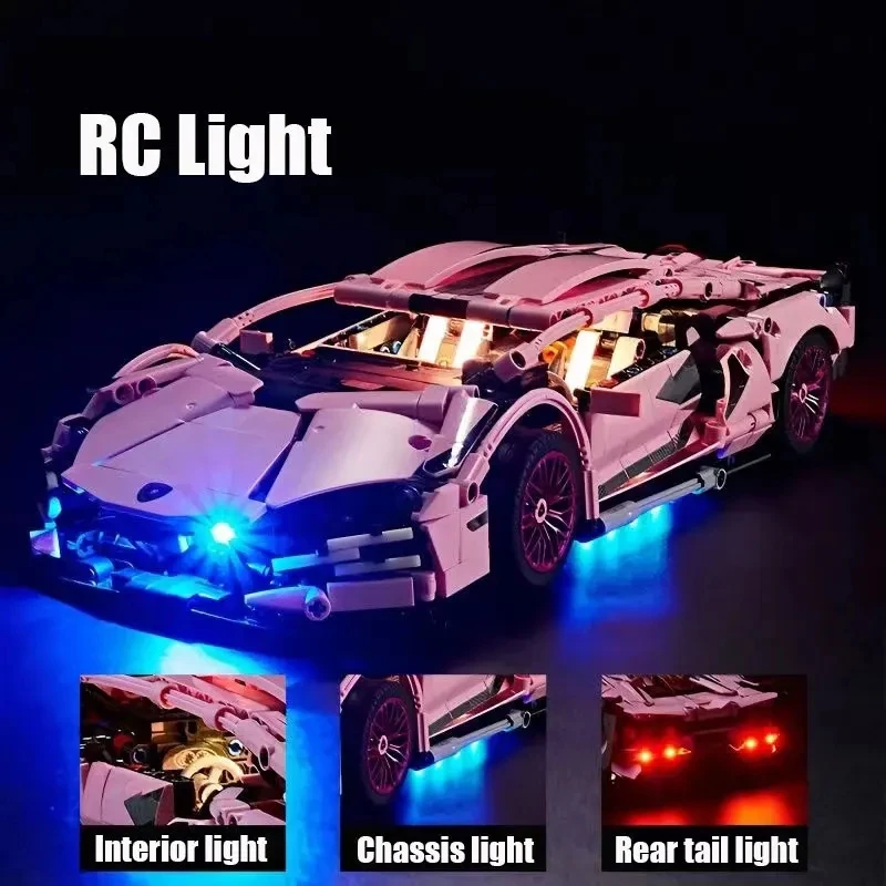 Conjunto de luz led rc para blocos de construção de carro de alta tecnologia 1:14 super velocidade veículo esportivo de corrida diy lâmpada tijolos brinquedos (não inclui carro)
