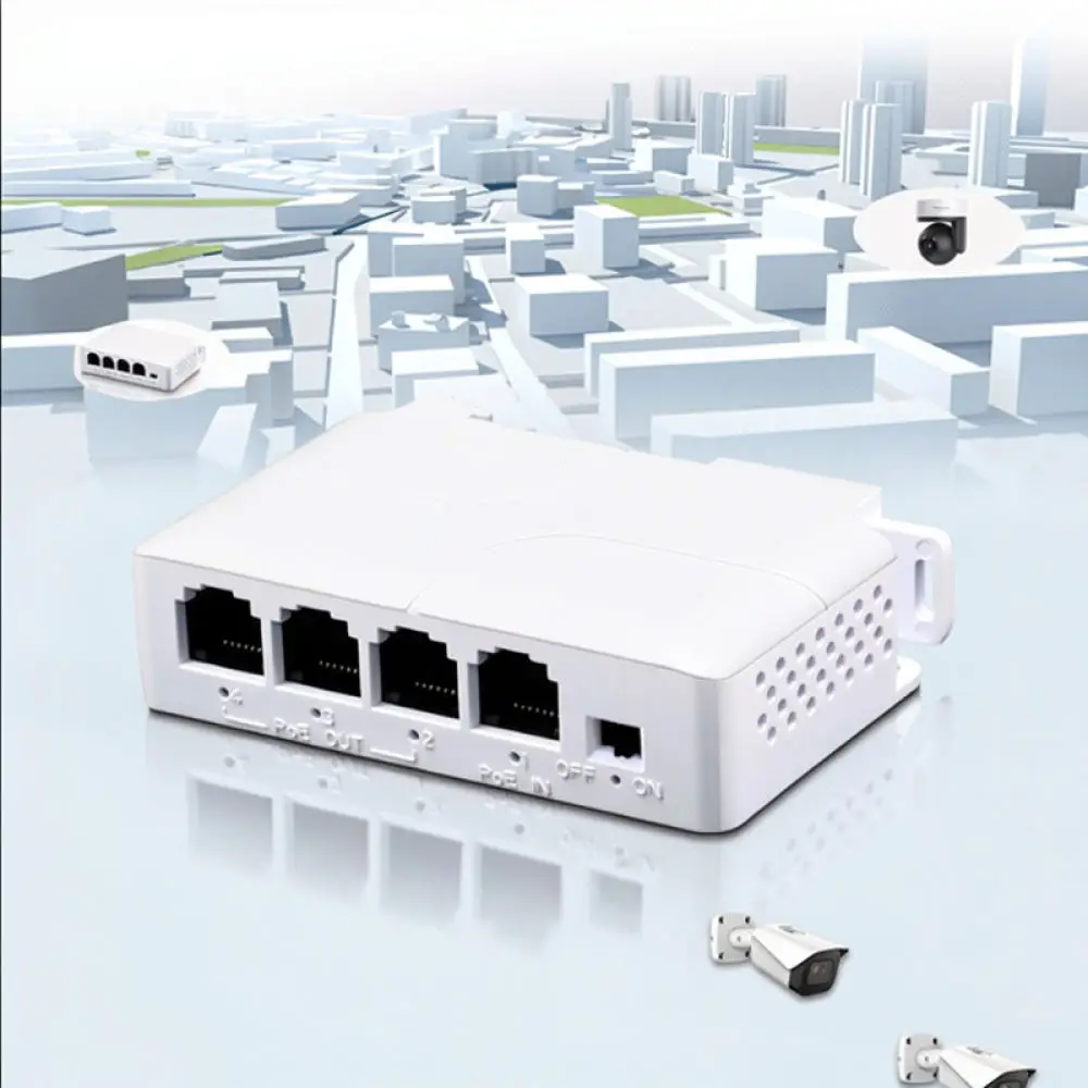 Din Rail Poe Signal Extender 100Mbps 1 Input 3 Output Network Bridge Power Relay For Wireless Ap And Ip Camera Network Link