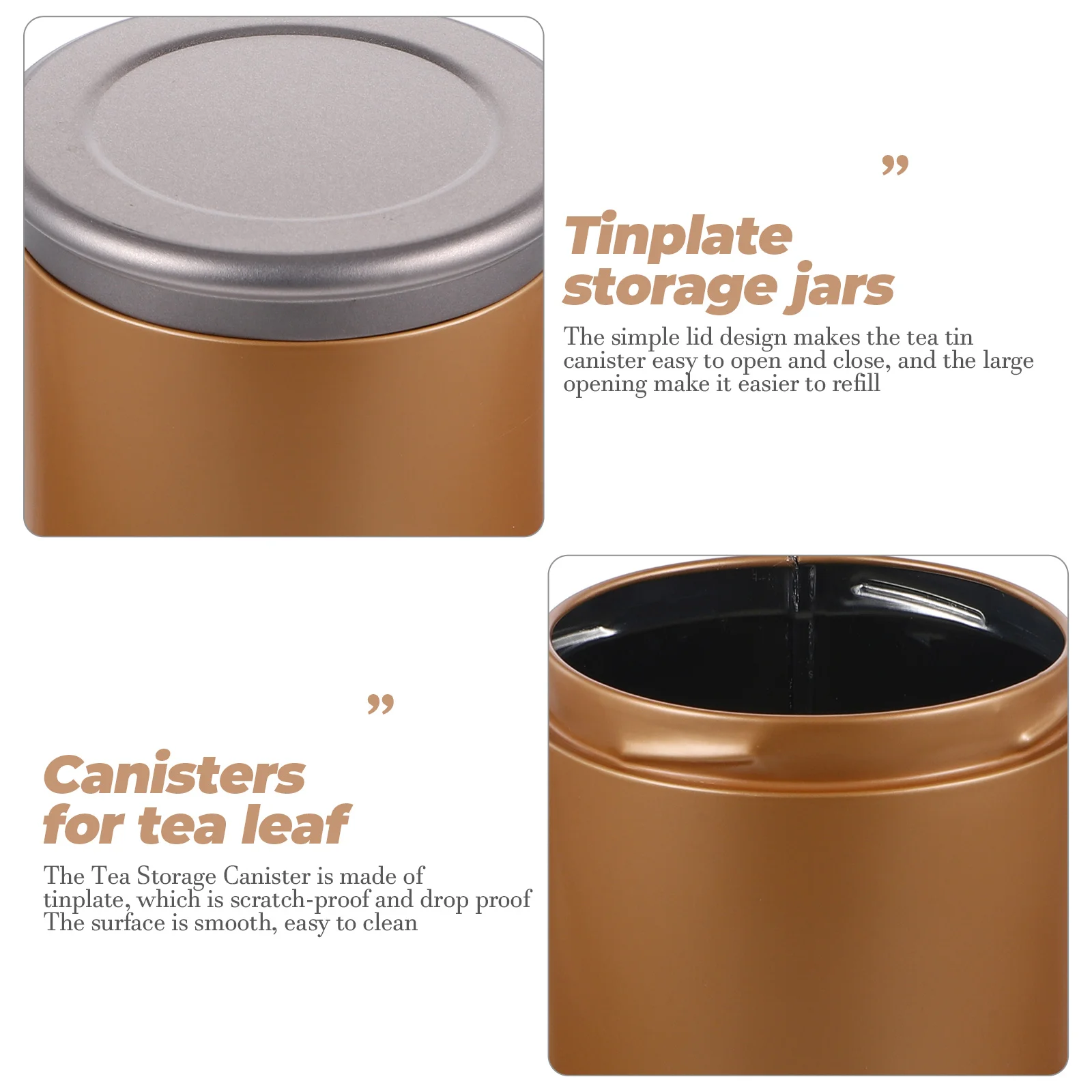 

2pcs Tin Canister Airtight Portable Container For Coffee Beans Household Kitchen Food Storage Jar With Lid Rustproof Tinplate