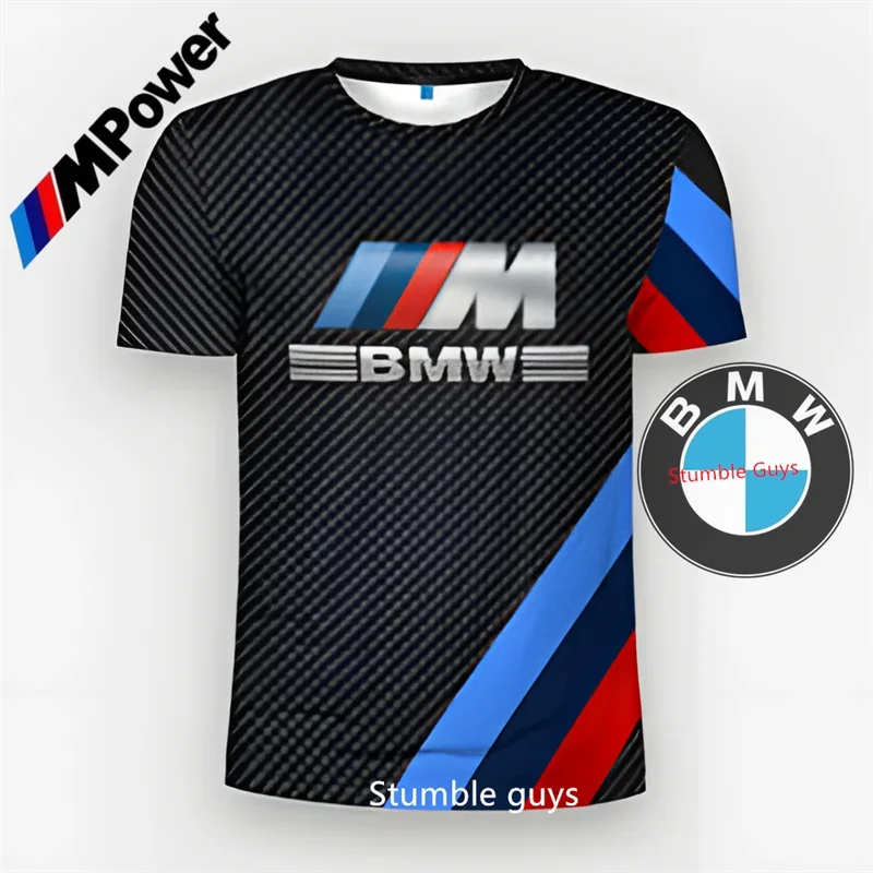 

New Summer BMW Men's T-shirt Short Sleeve Fashion Brand Car Clothes Kids Sports Motorcycle Racing Urban Wear