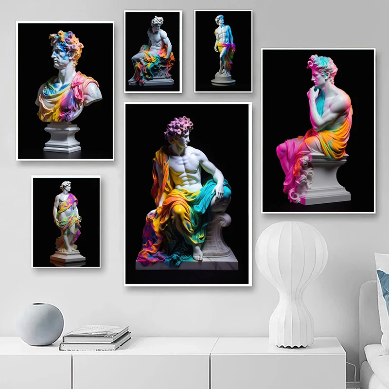 Vintage Apollo Marble David Popolo Poster Canvas Painting Abstract Statue Wall Art For Modern Living Room Home Decor Cuadros