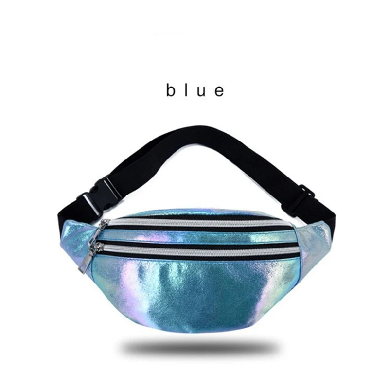 New Holographic Fanny Pack Hologram Waist Bag Laser PU Beach Travel Banana Hip Bum Zip Waist Bags Women Belt Bag For Girls