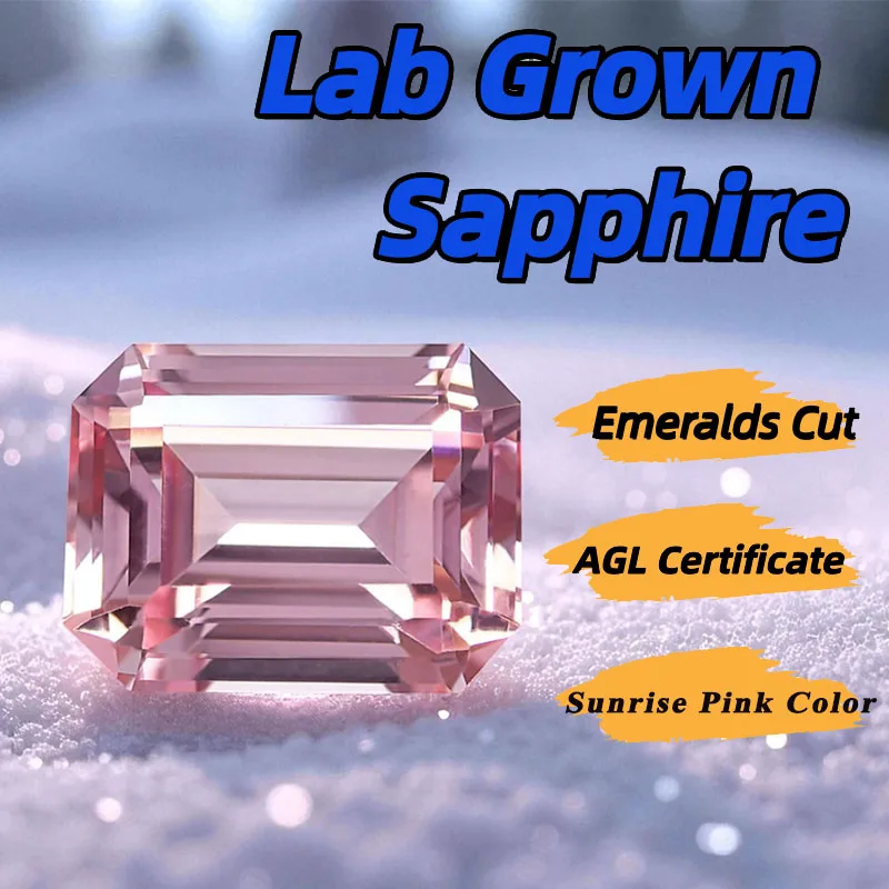 

Lab Grown Sapphire Emeralds Cut Sunrise Pink Color DIY Charms Jewelry Rings Earring Making Main Materials AGL Certificate