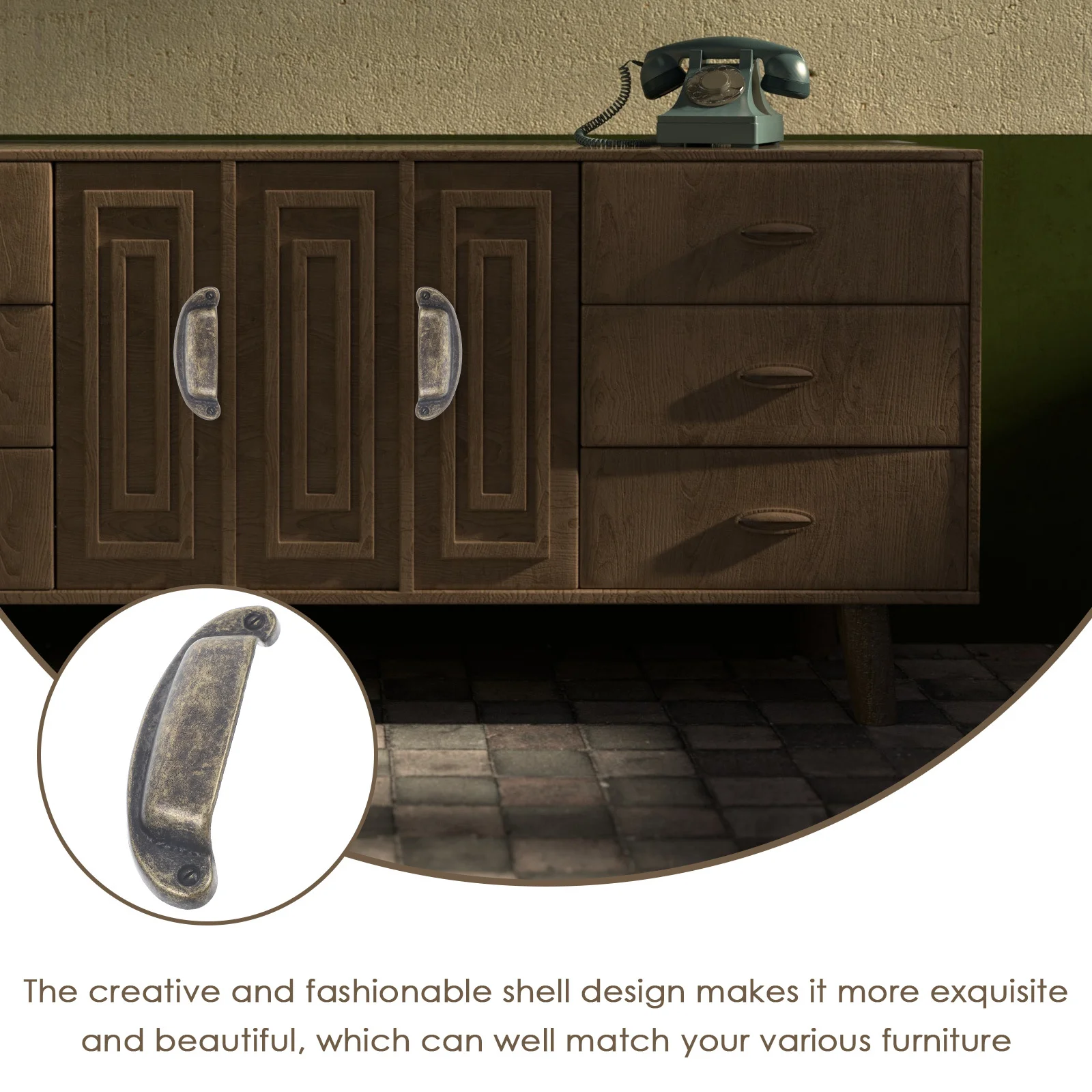 

4Pcs Metal Shell Handles Durable Vintage Cabinet Pulls Drawer Handles Kitchen Cupboard Door Pulls Cabinet Handle