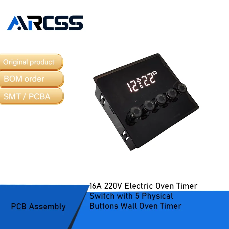 مفتاح مؤقت فرن كهربائي 16 أمبير 220 فولت مع 5 أزرار مادية ومؤقت فرن الحائط