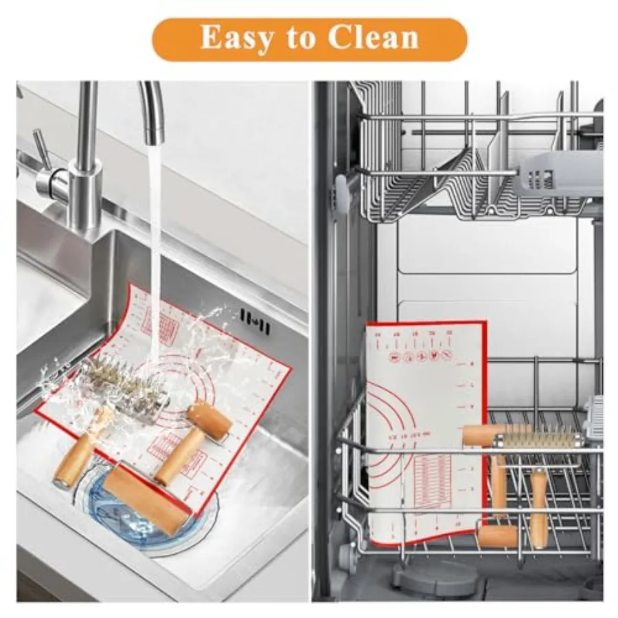가정용 제빵 애호가를 위한 3종 피자 도구 세트: 피자 도커, 반죽 롤러, 미끄럼 방지 실리콘 베이킹 매트 포함