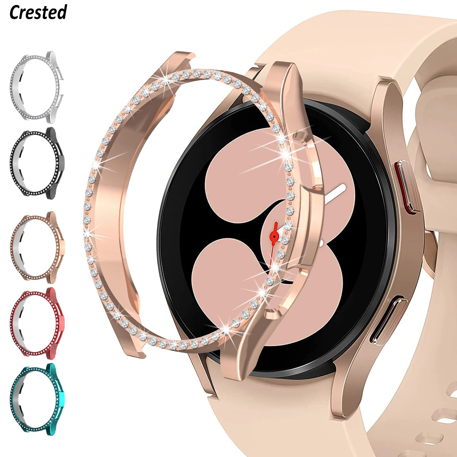 Schutzhülle für Samsung Galaxy Watch 4 44 mm 40 mm Smartwatch-Zubehör Bling Diamond PC-Stoßstange Galaxy Watch 4 Displayschutzfolie