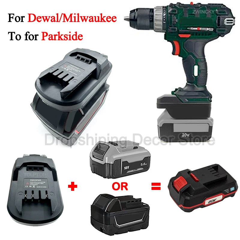 

Battery Adapter Converter For Dewal/Milwaukee 18V 20V Lithium Battery to for Parkside 20V Lithium Battery Power Tools