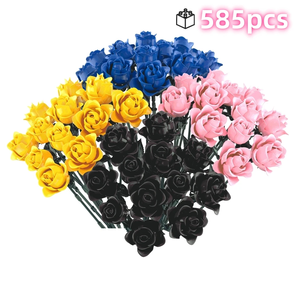 

Creative 585PCS Eternal Roses Building Blocks Set DIY Flower Bouquet Gift For Girls Anniversary Home Decoration