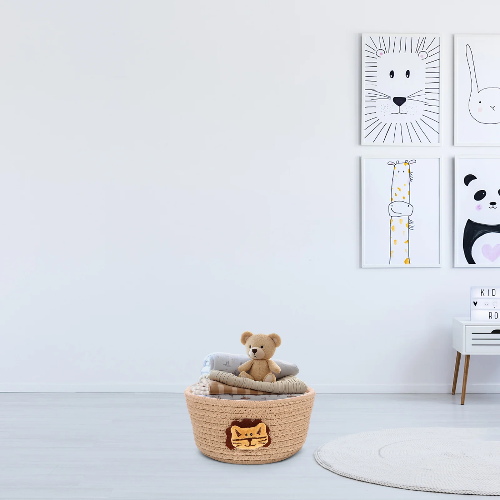 

Cotton Rope Basket Handwoven Desktop Organizer Sundries Storage Basket Snack Makeup Bedroom Storage Desktop Cosmetics Organizer