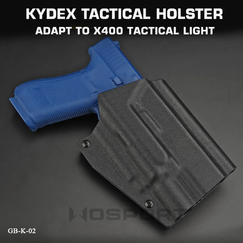 Tactical Kydex Gun Holster for Glock 17 19 19X 45 with X400 Flashlight Bearing Pistol Holster Right Hand Paddle Carry Holster