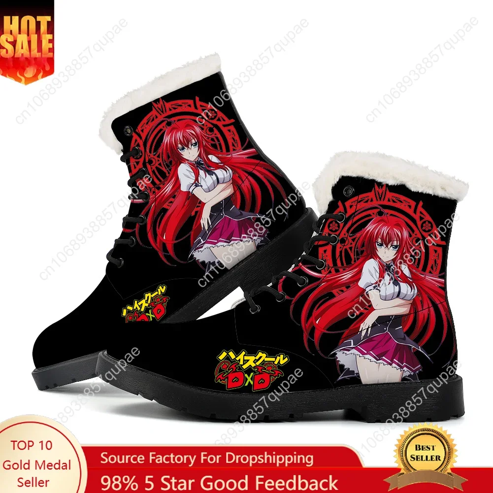High School DxD Rias Gremory Plush Boots Cartoon Men Women Teenager Casual Shoes Outdoor Keep Warm Footwear Couple Custom Shoe