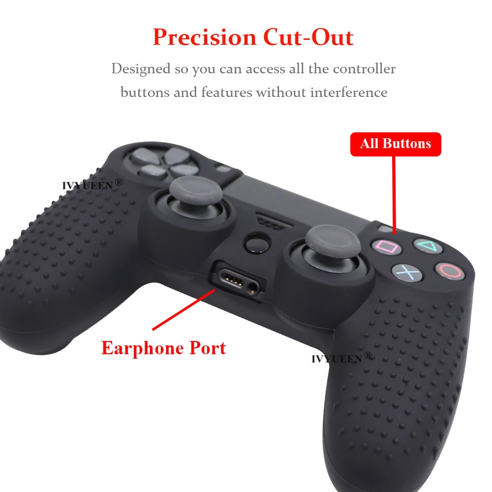Ivyueen-capa protetora de silicone para playstation 4, ps4 pro, slim, com punho do polegar, controle dualshock