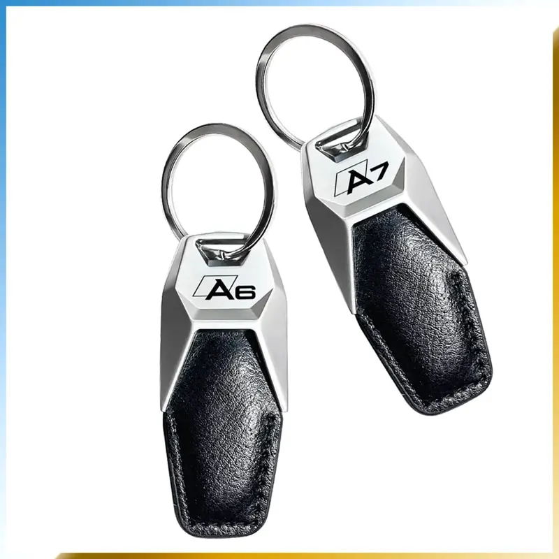 Sporty Style PU Leather Key Chain Metal Car Key Ring Key Pendant Giftware For Audi A3 A4 A6 A7 Q5 Q7 Q3 Auto Parts