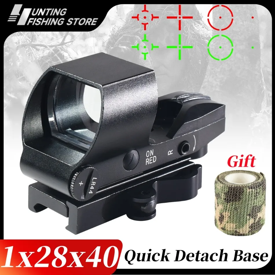 

Tactical 1x28x40mm Red Dot Scope Hunting Rifle Airsoft Scope Collimator Sight 20-22mm Weaver Picatinny Optics Fits .223 5.56mm