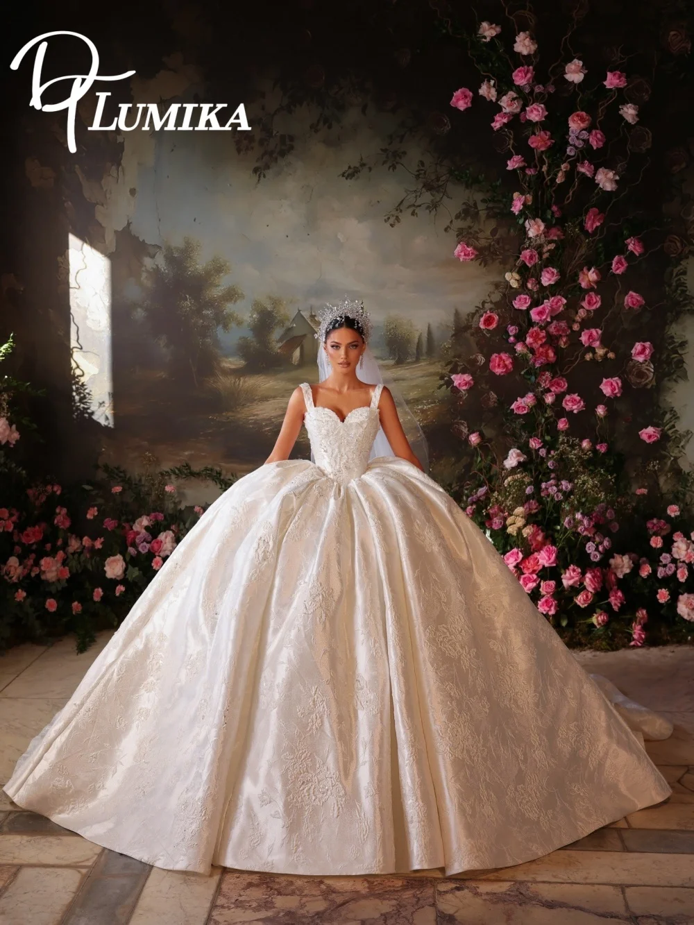 Dreamy Off Shoulder Lace  Wedding Dress 2026 Glitter Tulle Bridal Dress Enchanting Long Sleeve Bridal Gown Vestidos De Novia