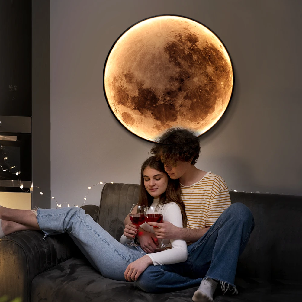 Lámparas de pared LED modernas, iluminación interior de Luna para dormitorio, comedor, sala de estar, accesorio de decoración del hogar, lámpara de