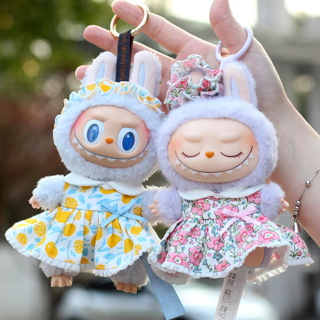 

For 17CM Labubu Doll'S Clothes Outfit Accessories Cotton Doll Spring Summer Flowers Bloom Dual-purpose Skirt Clothing Gift