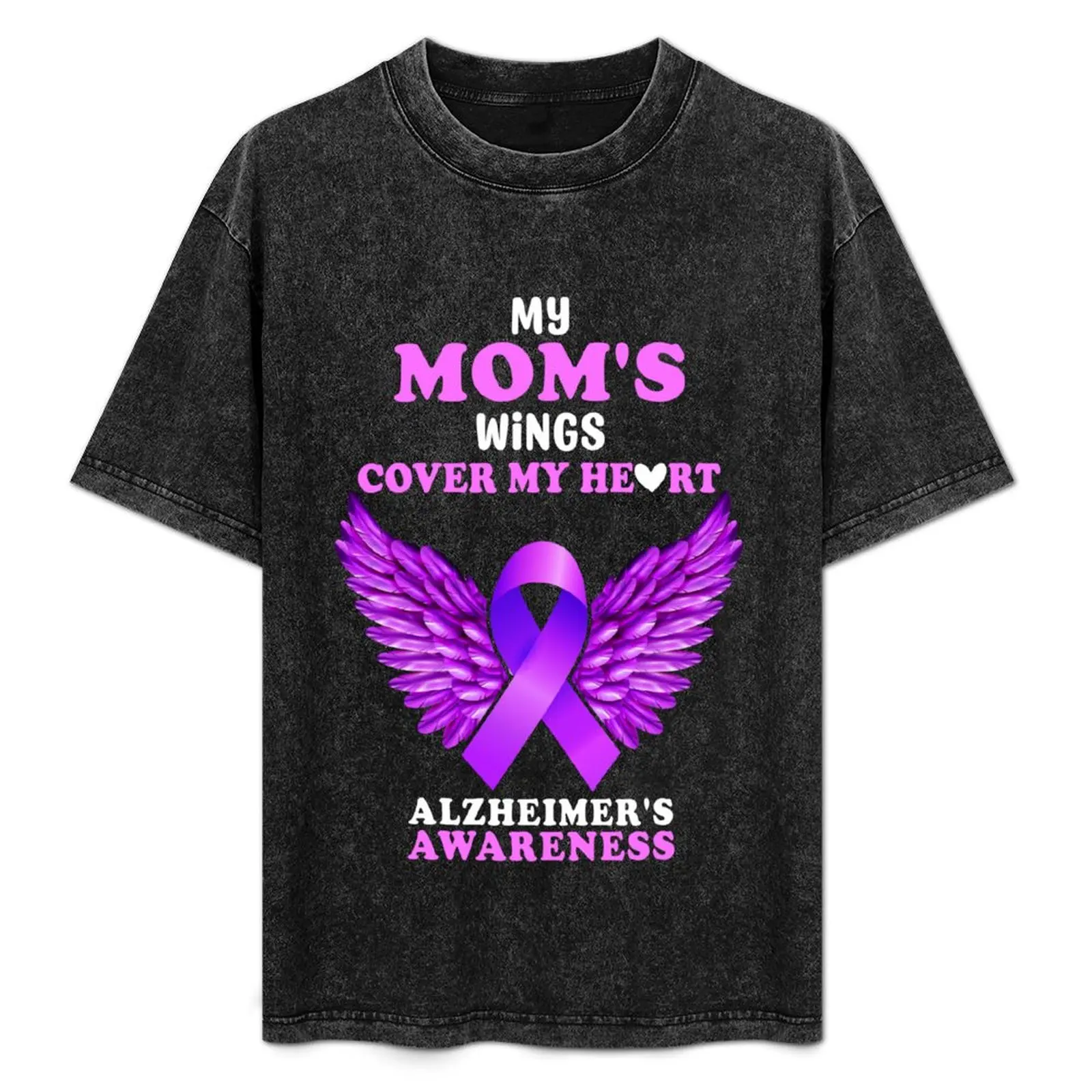 

My Mom Wings Cover My Heart Ribbon Walk To End Alzheimers Gift T-Shirt aesthetic clothes boys whites men workout shirt