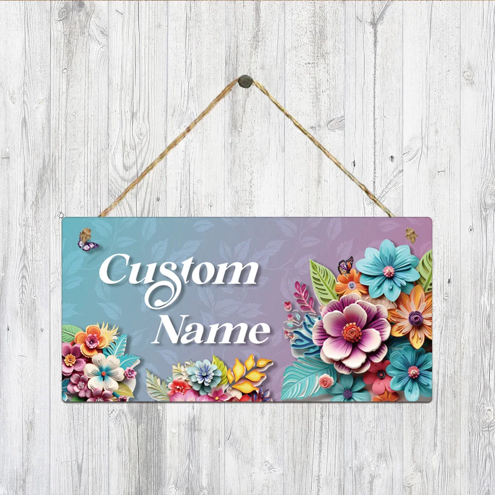 1PC Gorgeous Minimalist 3D Flowers in Fantastic Colors Beautiful Custom Name Wall Art Decor Door Signs for Room Wall Art Decor