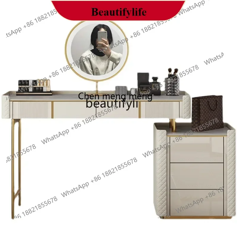G153 Light Luxury Dressing Table Modern Minimalist Stone Plate Storage Cabinet Integrated Bedroom Small Apartment Dresser