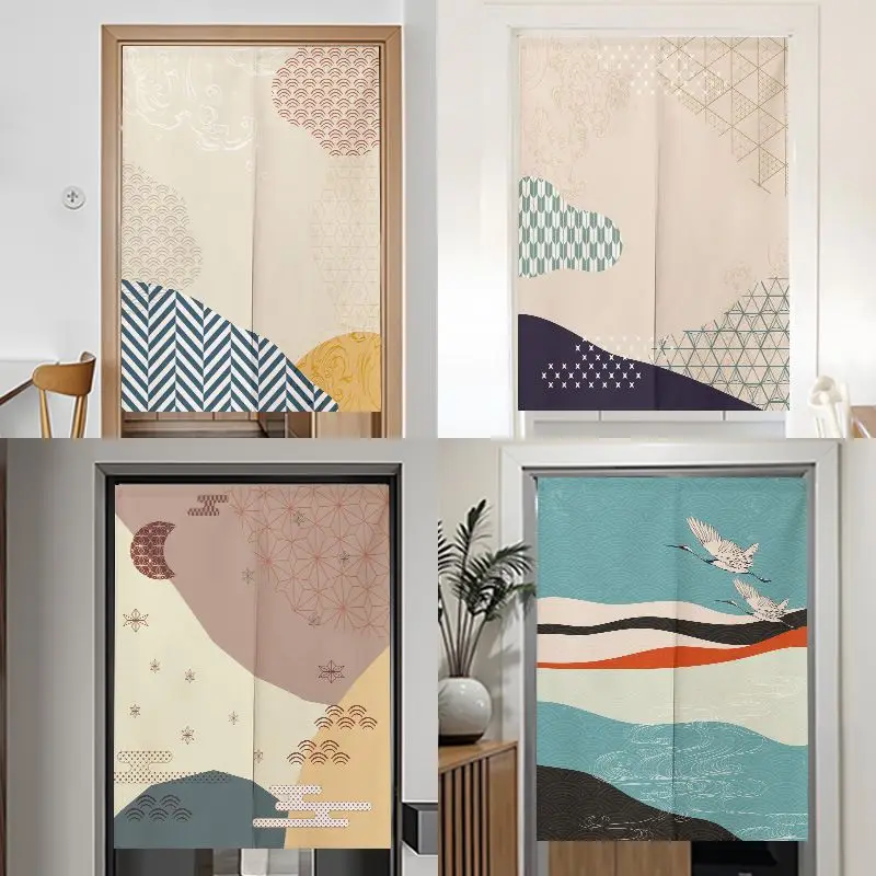 VIKAMA Japanese Style Warm Curtain Noren, Privacy Partition Half Door Curtain for Kitchen Bedroom Entryway, Home Decor