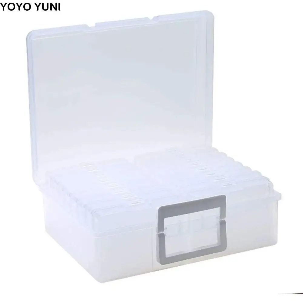 Office Supplies 16 Inner Organizer Photo Storage Box Clear Lids Craft Storage Case with Handle Extra Large Cards Keeper Stickers