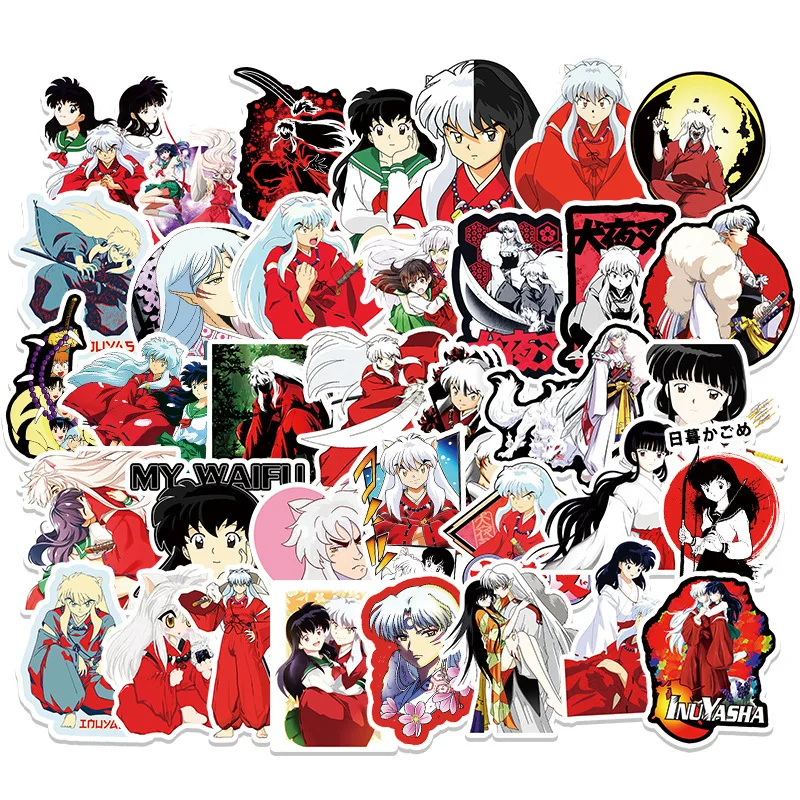 

50 шт. аниме наклейки Inuyasha, чемодан, чашка с водой, канцелярские принадлежности, наклейка для автомобиля, скутера, ноутбука