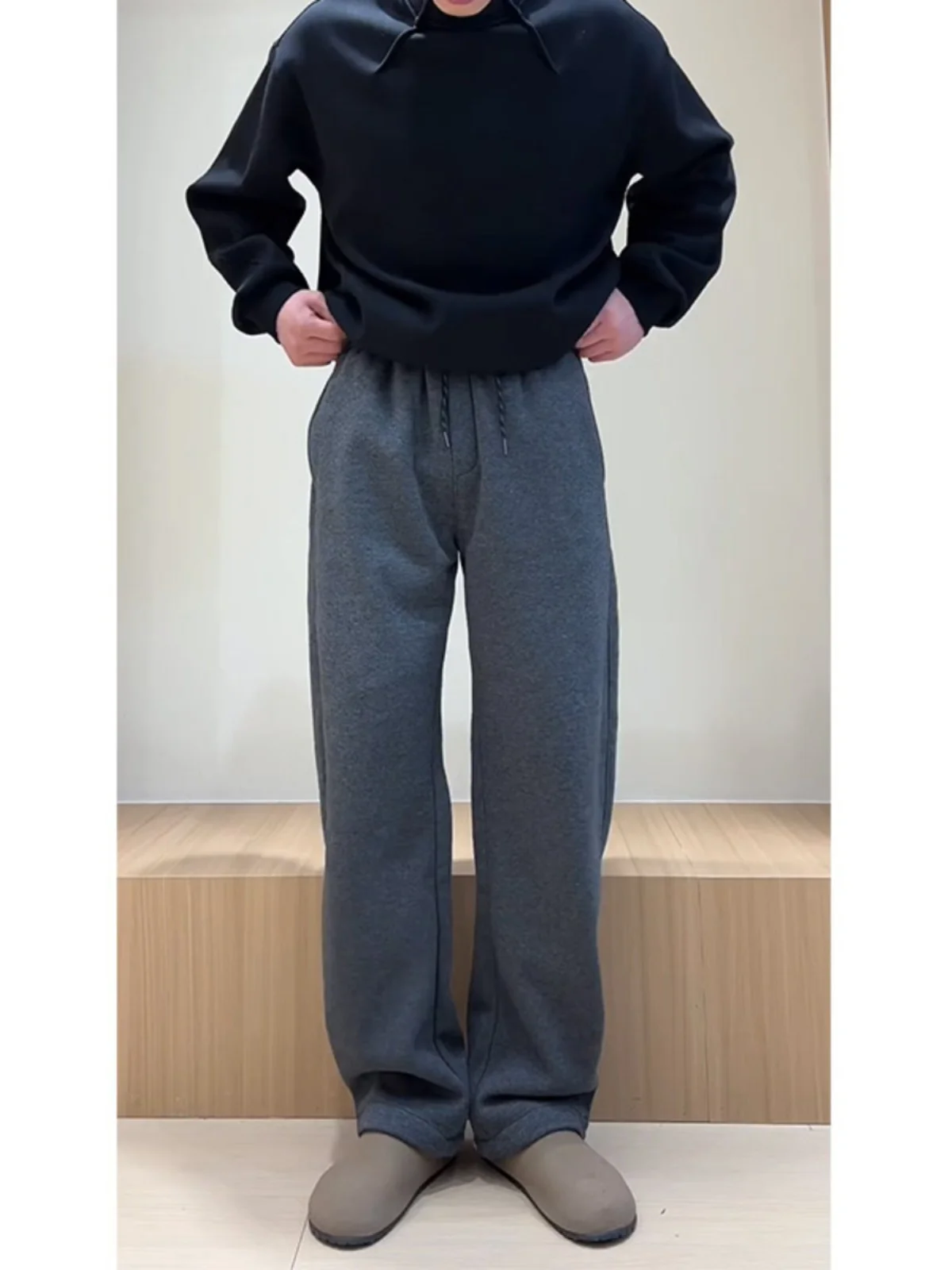 

Мужские спортивные брюки Deep Grey на флисовой подкладке, осенне-зимние, утепленные, прямого кроя, Cleanfit