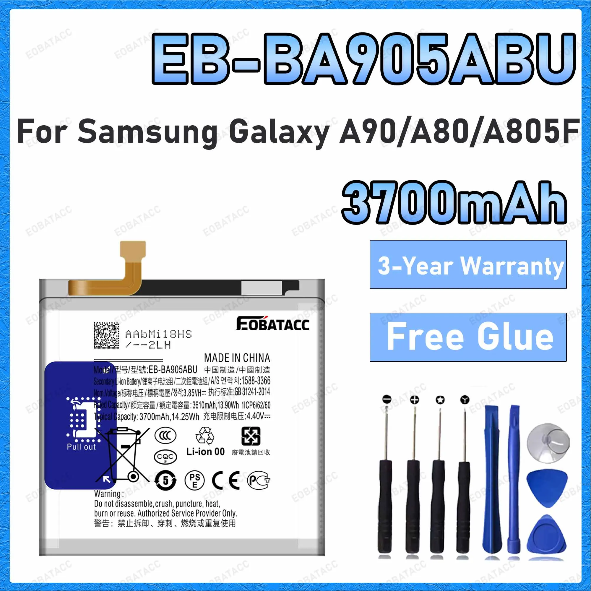 EB-BA905ABU 3700mAh Battery For Samsung Galaxy A90/A80/A805F Batteries New High Quanlity+Free Tools